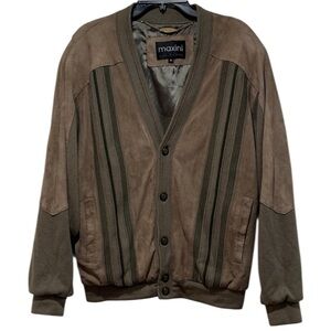 VTG Maxini Collezione Men’s Suede Leather Cardigan Bomber Jacket Medium M Casual